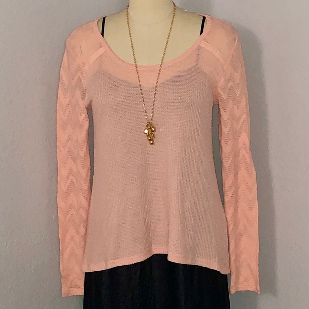 NWT Lucky Brand XL Peach Long Sleeve Flare Top